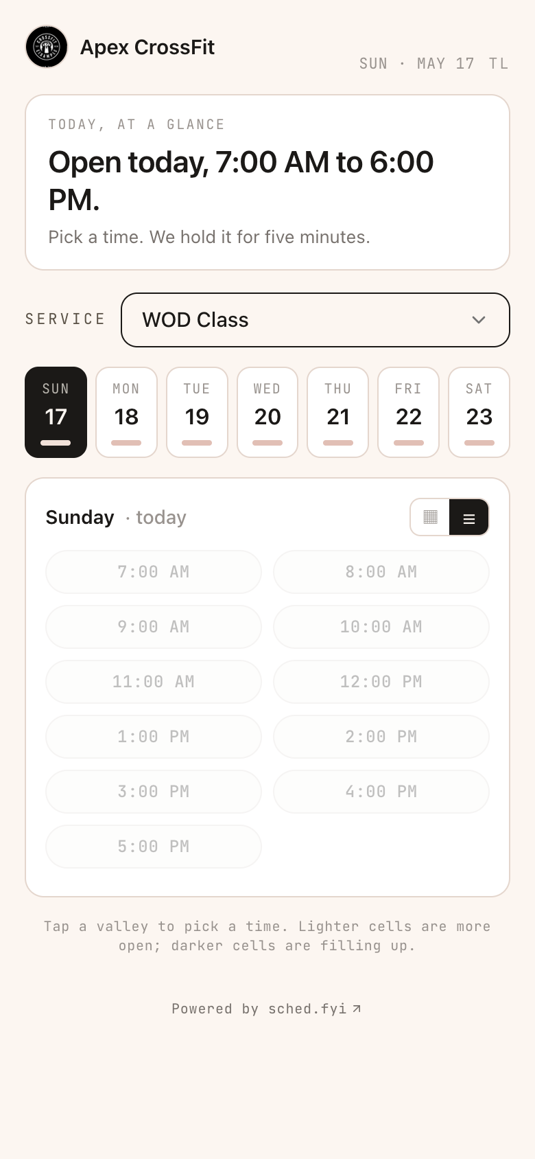 See the week, tap a day.